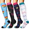 DRESHOW 4 Pairs Compression Socks For Women&Men Circulation Best Support for Athletic Running Cycling Travel view 1
