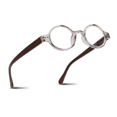 2SeeLife Small Round TR-90 Reading Glasses for Men & Women - Narrow-Medium Fit, Sturdy Frame, Spring Hinges, Retro Readers, Clear, +1.50