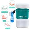 Keedolla Denture Case with Strainer Basket, Dental Retainer Container Case Denture Storage Cleaner Box for Travel and Daily Use - Lake Green view 4