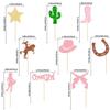 36Pcs Cowgirl Cupcake Toppers Glitter HorseShoe Cactus Gun Cupcake Picks Cowgirl Hats Boots Cake Decorations for Western Theme Baby Shower Girls Birthday Party Decor Supplies view 2