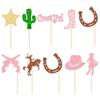 36Pcs Cowgirl Cupcake Toppers Glitter HorseShoe Cactus Gun Cupcake Picks Cowgirl Hats Boots Cake Decorations for Western Theme Baby Shower Girls Birthday Party Decor Supplies view 3