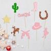36Pcs Cowgirl Cupcake Toppers Glitter HorseShoe Cactus Gun Cupcake Picks Cowgirl Hats Boots Cake Decorations for Western Theme Baby Shower Girls Birthday Party Decor Supplies view 4