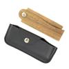 FOMIYES Wooden Folding Beard Comb for Men Hair Styling Comb Leather Case Portable for Beard Care view 1