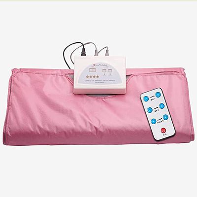 Far-Infrared Sauna Blanket with Remote Control, 2 Zone Digital Oxford Sauna Heating Sliming Blanket Body Shaper Relieve Physical Fatigue, for Home Salon Spa (Pink)