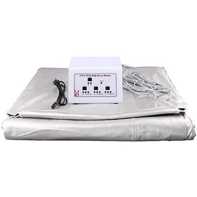 Body Shaper Digital Far-Infrared (FIR) Heat Sauna Blanket with 3 Zone Controller Professional Detox Therapy Sliming Heating Anti Ageing Beauty Machine (Silver)