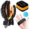 EMFOCU Stroke Hemiplegia Arthritis Patient Finger and Hand Function Rehabilitation Trainer Training Robots Rehab Gloves Left Recovery Exercise Medical Equipment, Orange view 1