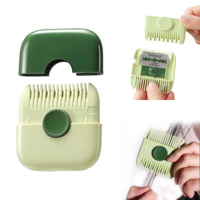 2 In 1 Hair Trimmer - Hair Trimmer Cutter Razor Comb Hair Cutter Thinner, Manual Portable Hair Thinning Comb, Removable Blades (Green)