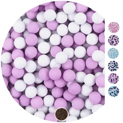 EinsSein 1 kg Small White and Lilac Shiny Chocolate Balls for Wedding, Christening, Communion, Confirmation - Ideal for Test Tubes - Alternative to Chocolates, Wedding Almonds