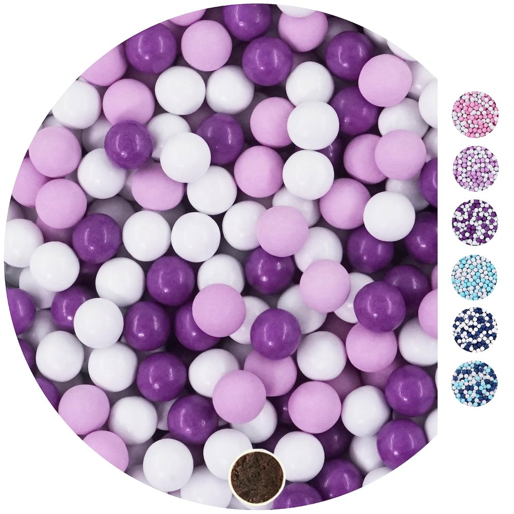 EinsSein 1 kg Small White, Lilac, Purple Shiny Chocolate Balls for Wedding, Christening, Communion, Confirmation - Ideal for Test Tubes - Alternative to Chocolates, Wedding Almonds