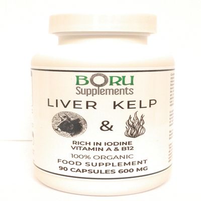 kelp Seaweed and Grass Fed Beef Liver 600mg Certified Organic kelp 90 Capsules