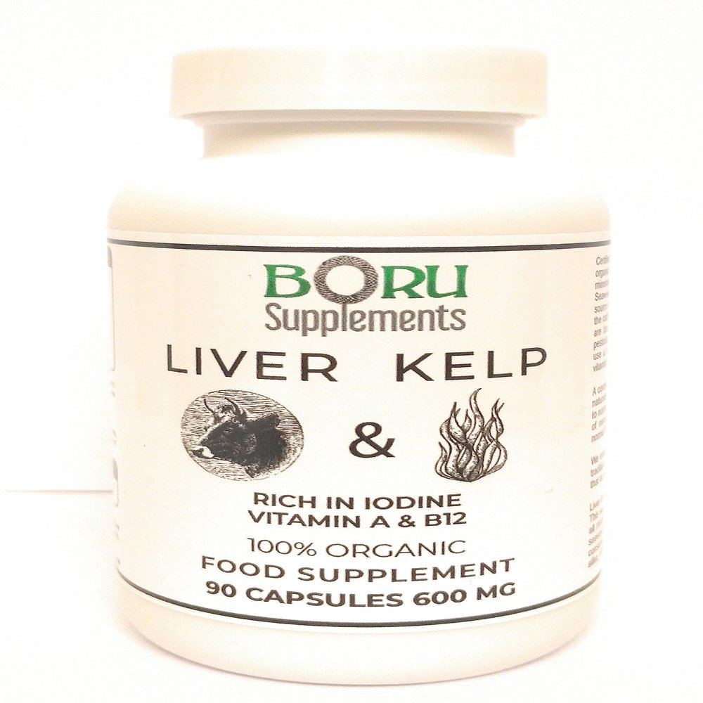 kelp Seaweed and Grass Fed Beef Liver 600mg Certified Organic kelp 90 Capsules
