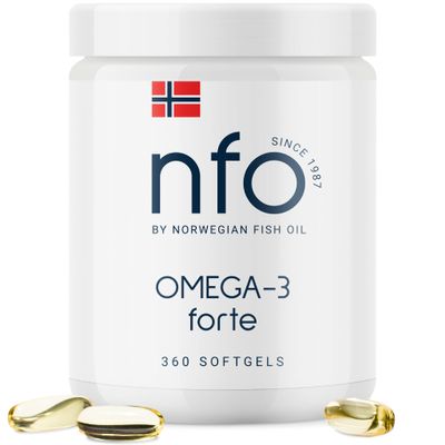 NFO Omega 3 Forte  360 Capsules | High Strength Fish Oil from Norway | EPA DHA with Vitamin E | One Capsule Daily | Value Pack (1er-Pack, 360 St.)