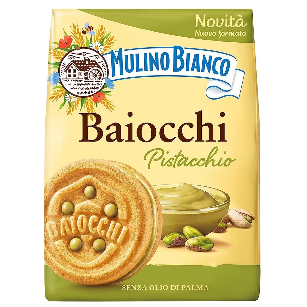 MULINO BIANCO Baiocchi - Shortbread cookies, biscuits with pistachio filling 240g (Pistachio, x1)