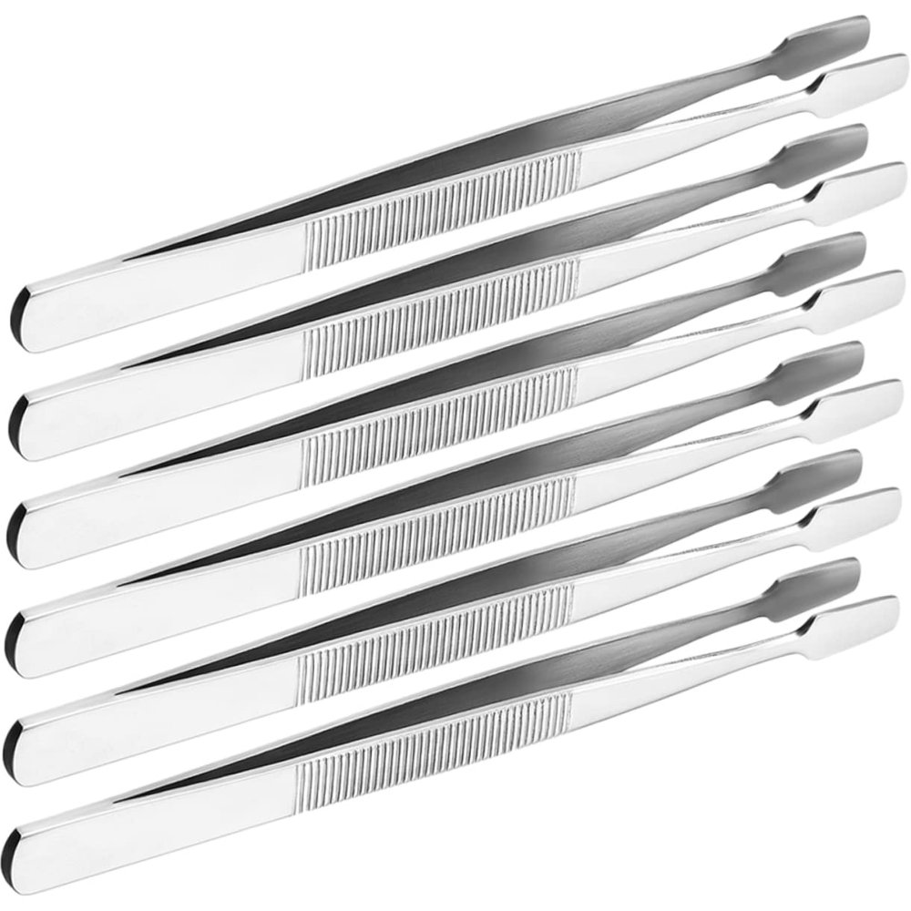 Angoily 6pcs Stainless Steel Precision Tweezers for False Eyelash Application and Stamp Handling Anti-Static Crafting Tools for Beauty and Philately Use
