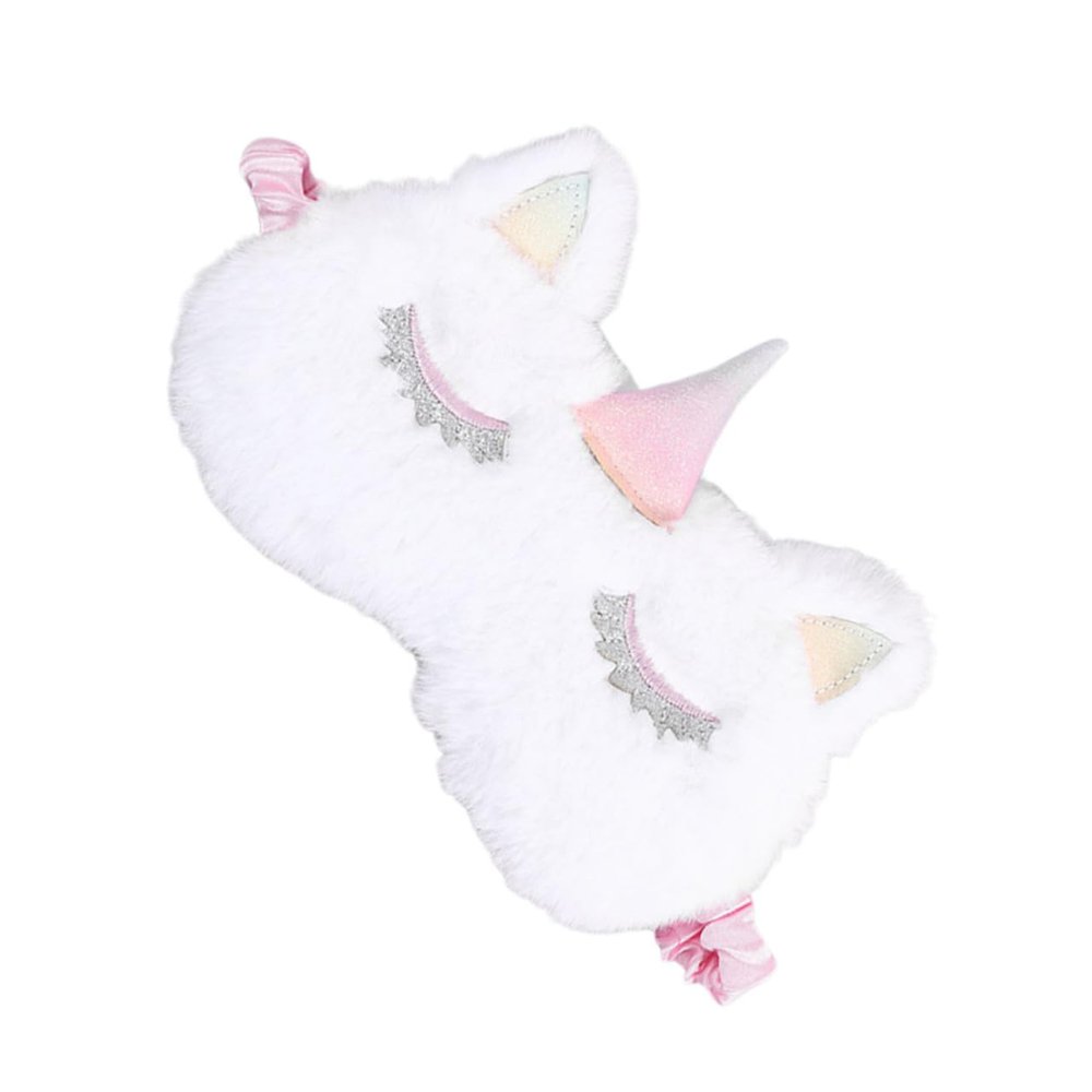 Beavorty Fluffy Sleep Mask Unicorn Design Eye Mask Lightweight Comfortable Eye Cover for Sleeping Travel Work Naps Blindfold