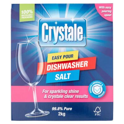 Crystale 2kg Dishwasher Salt for Dishwashers and Water Softeners, High Purity