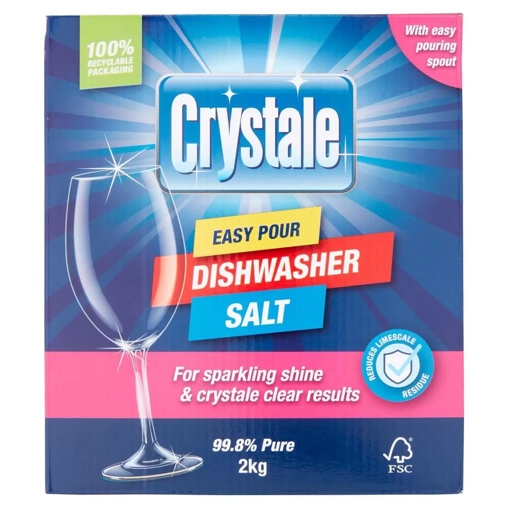 Crystale 2kg Dishwasher Salt for Dishwashers and Water Softeners, High Purity