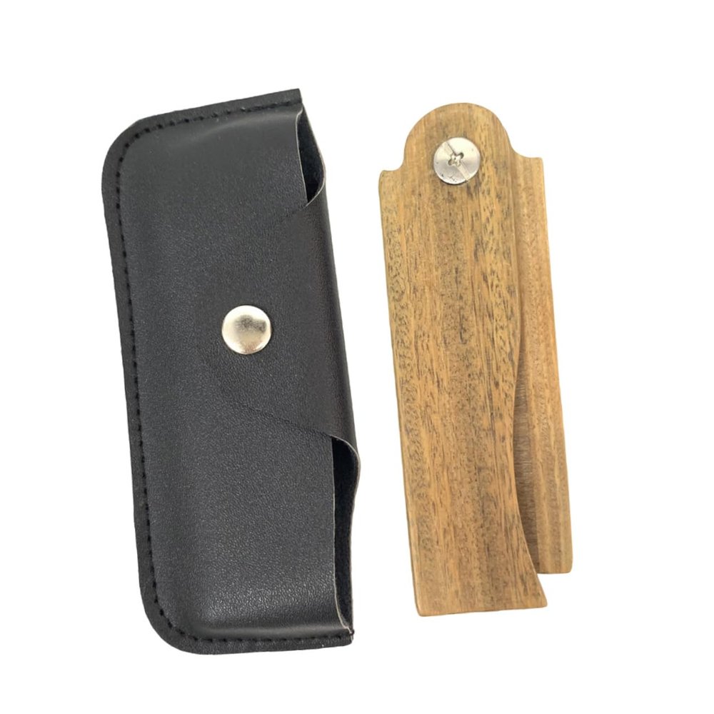 Beavorty Green Sandalwood Beard Comb Leather Case for Men for Travel and Daily Beard Styling Natural Wood Hair Comb