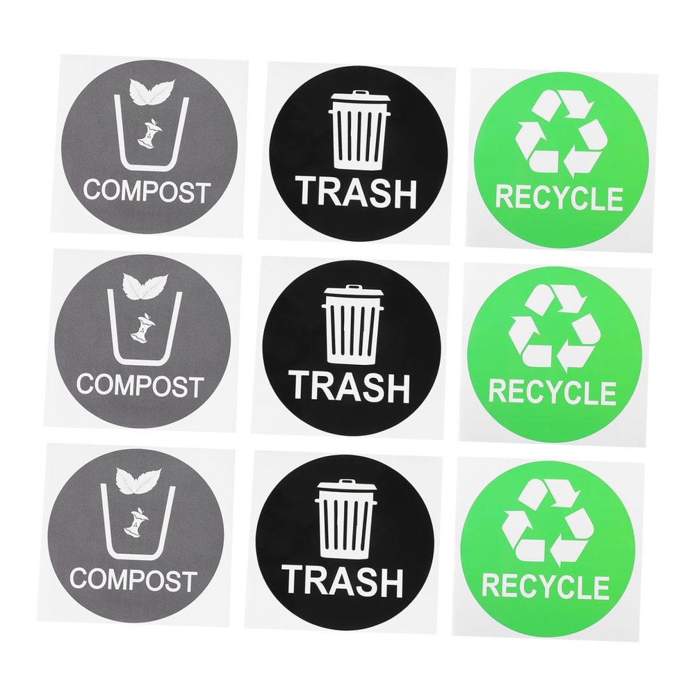 Trash Can Sticker 9pcs PVC Garbage Classification Stickers