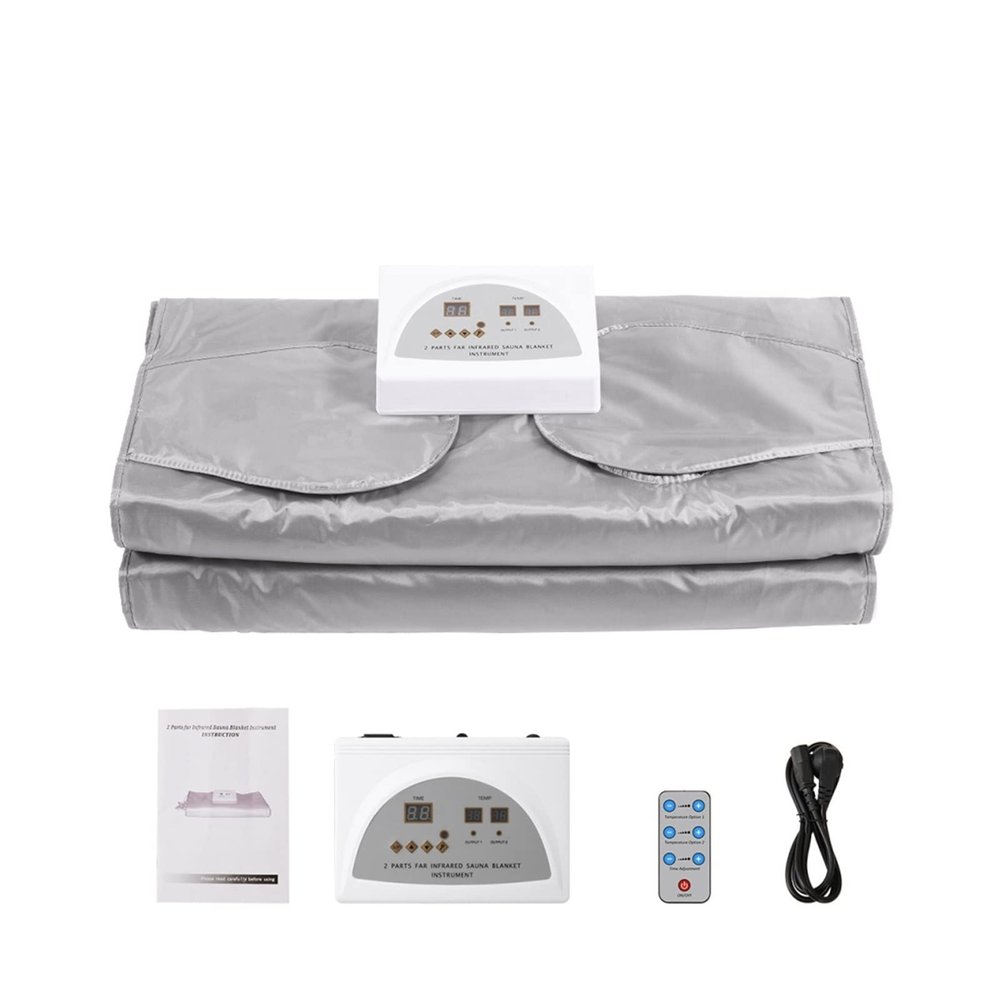 Samnuerly Sauna Blanket, Stoomsauna Spa Draagbaar Infrare Sauna Blanket Slimming Fat Burning Sauna Heating Blanket for Lose Weight Detox Home Spa Makkelijk te besturen (Silver Type)
