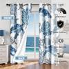 Nautical Coastal Curtains Decorative Beach Ocean Sea Turtle Coral 50% Light Blocking Sea Darkening Grommet Curtain For Villa Living Room, Bedroom Navy Blue and White 2 Panels Set, 52x96 Inches view 2