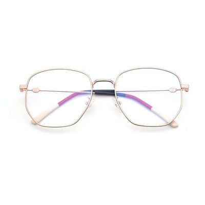 LTSRLL Stylish Metal Reading Glasses Women Men, Polygon Blue Light Blocking Computer Readers, Anti Glare Presbyopic Eyewear (Color : Rose golden, Size : +250)