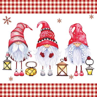 Anniversary House Tiflair Luxury Christmas Napkins, Christmas Gonk Design, Thick and Strong Paper Lunch Napkins 3 ply, Multi-Coloured PJ303617