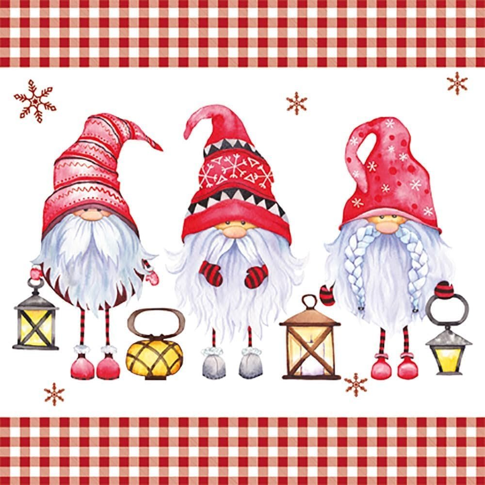 Anniversary House Tiflair Luxury Christmas Napkins, Christmas Gonk Design, Thick and Strong Paper Lunch Napkins 3 ply, Multi-Coloured PJ303617