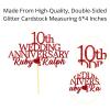 10th Custom Wedding Anniversary with Both Names. Any years any Names Personalised Cake Topper Glitter Card Ruby wedding Anniversary (GLITTER RED) view 3