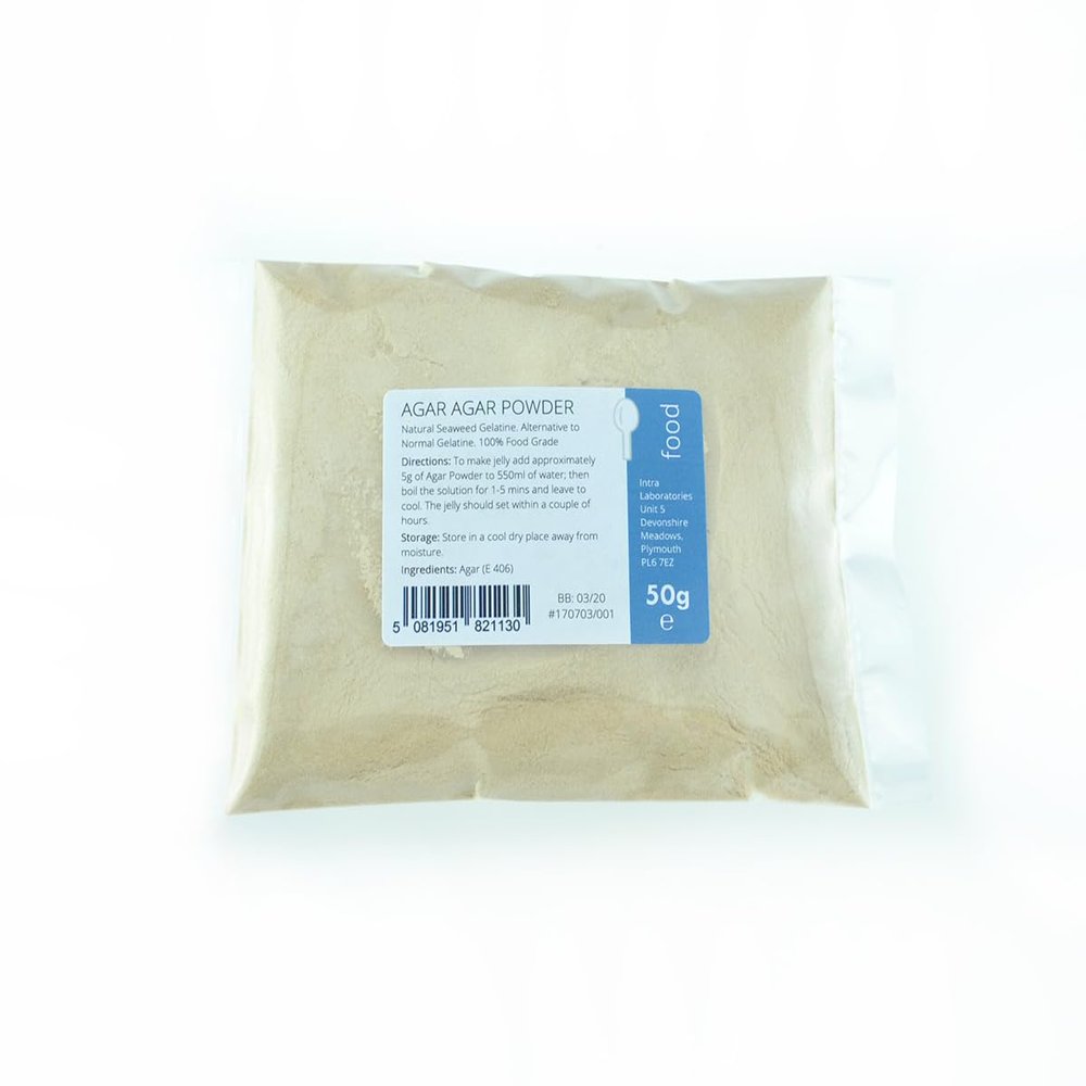 Intralabs - Agar Agar powder 50g - Food Grade. Vegan Gelatine