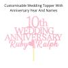 10th Custom Wedding Anniversary with Both Names. Any years any Names Personalised Cake Topper Glitter Card Ruby wedding Anniversary (GLITTER BABY PINK) view 2
