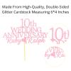 10th Custom Wedding Anniversary with Both Names. Any years any Names Personalised Cake Topper Glitter Card Ruby wedding Anniversary (GLITTER BABY PINK) view 3