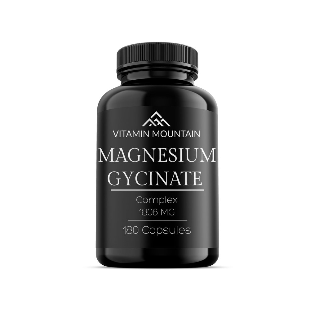 Magnesium Gylcinate Complex - 180 Capsules | 1806mg per Serving, 216mg Elemental Magnesium | Promote Relaxation, Support Bone Health, and Optimize Muscle Function - Vitamin Mountain
