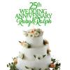 25th Silver Custom Wedding Anniversary with Both Names. Any years any Names Personalised Cake Topper Glitter Card Ruby wedding Anniversary (GLITTER GREEN) view 1