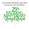 25th Silver Custom Wedding Anniversary with Both Names. Any years any Names Personalised Cake Topper Glitter Card Ruby wedding Anniversary (GLITTER GREEN) view 2