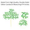 25th Silver Custom Wedding Anniversary with Both Names. Any years any Names Personalised Cake Topper Glitter Card Ruby wedding Anniversary (GLITTER GREEN) view 3