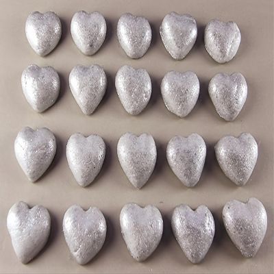 20 x edible 3D 20mm hearts, icing toppers, cake cupcakes decorations T058 (Silver Sparkle)