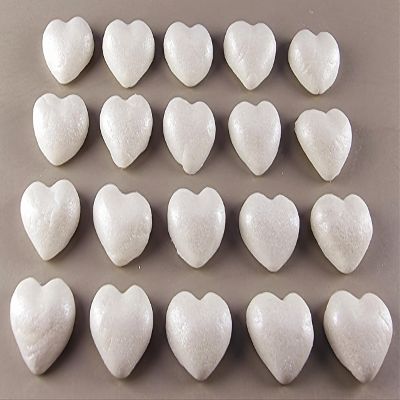 20 x edible 3D 20mm hearts, icing toppers, cake cupcakes decorations T058 (Ice White)