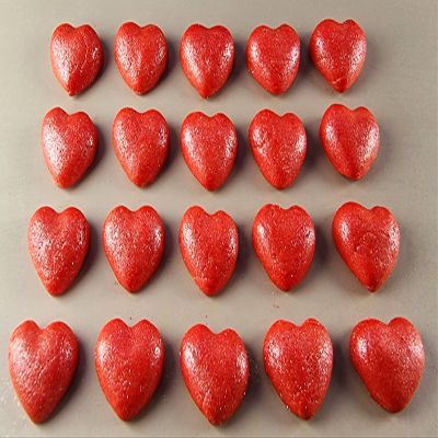 20 x edible 3D 20mm hearts, icing toppers, cake cupcakes decorations T058 (Red Shimmer)