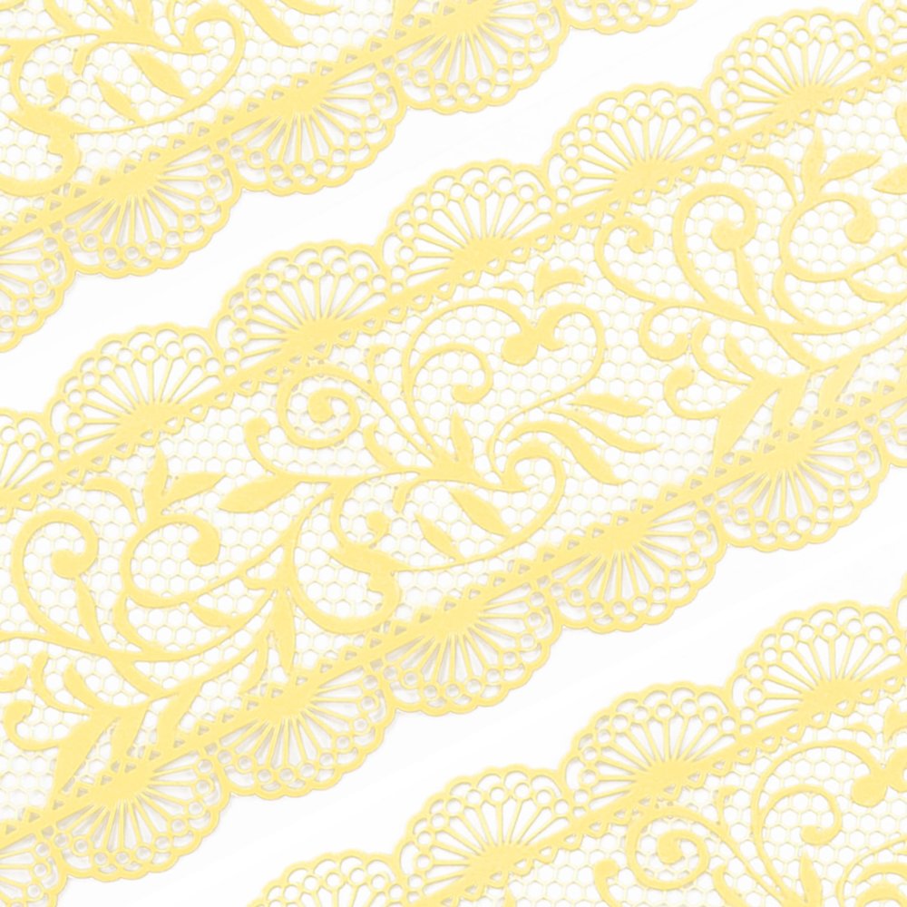 Large Pre-Made Ready to Use Edible Cake Lace Scallop Trim Yellow 14-inch 10-Piece Set