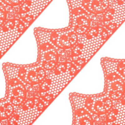 Large Pre-Made Ready to Use Edible Cake Lace Scallop Decoration Red 14-inch 10-Piece Set