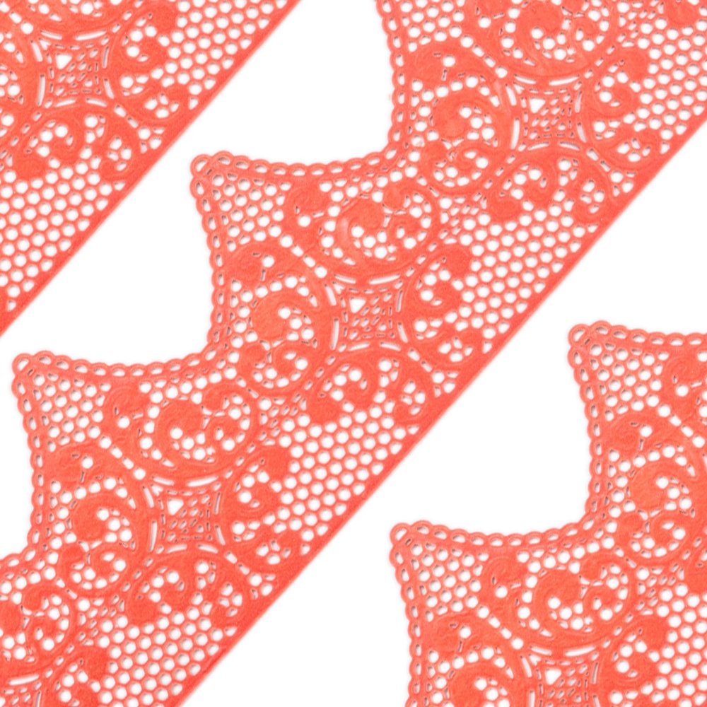 Large Pre-Made Ready to Use Edible Cake Lace Scallop Decoration Red 14-inch 10-Piece Set