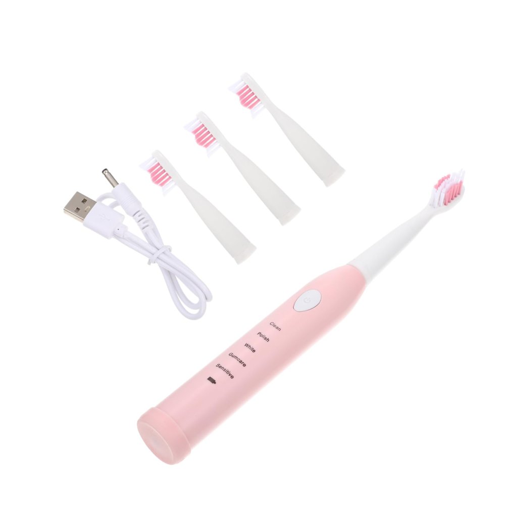 BCOATH Electric Kids Toothbrush Soft-Bristle Automatic USB Charging Waterproof Plastic Tooth Cleaning Brush for Children Pink with 5 Modes for Deep Cleaning