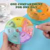 1 PC Pill Box 7 Day Week Organizer Weekly Bottle Cute Round Travel Case Small Container Medicine Stored Dispenser Medication Sorter Supplements with Date Letters 1 Time Daily Day view 3