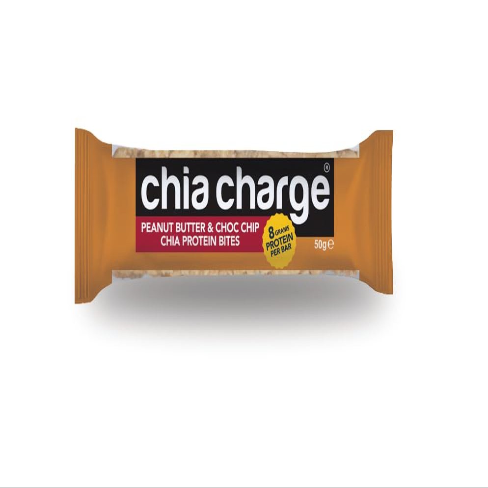 Protein Bites  8g Chia Protein  12 Pack 50g Bars  Palm Oil Free  Made in the UK (Peanut Butter & Chocolate Chip)