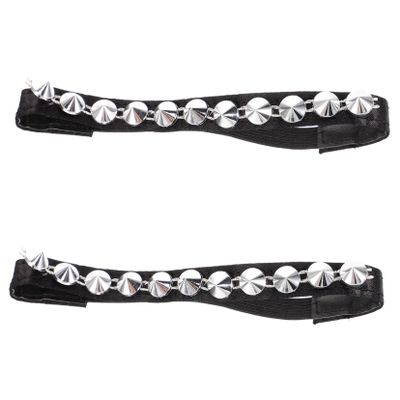 SEWOART Women Heel Strap Punk Rivet Design Polyester and Plastic Shoe Strap Prevents Slipping Protects High Heels from Falling off Black Base Silver Rivet