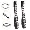 SEWOART Women Heel Strap Punk Rivet Design Polyester and Plastic Shoe Strap Prevents Slipping Protects High Heels from Falling off Black Base Silver Rivet view 3