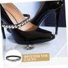 SEWOART Women Heel Strap Punk Rivet Design Polyester and Plastic Shoe Strap Prevents Slipping Protects High Heels from Falling off Black Base Silver Rivet view 4