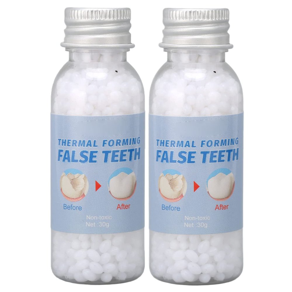 Wttfc Tooth Repair Kit, Temporary Tooth Replacement Kit, Temporary Tooth Filling Repair Thermal Beads for Missing Broken Teeth Dental Tooth Filling Material, Tooth Thermal Adhesive Fitting Beads(60g)