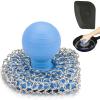 Cast Iron Scrubber with Pan Scraper, 316 Chainmail Scrubber, Upgraded Chain Mail Scrubber Sponge, Cast Iron Cleaner for Grill Pan Skillet Wok Carbon Steel, Dutch Oven Metal Brush Cleaning Kit, Blue view 1